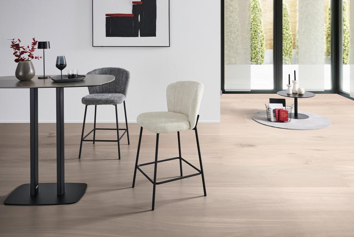 Barhocker Paris - Beige/Schwarz, LIFESTYLE, Holz/Textil (55/101/59cm) - Livetastic