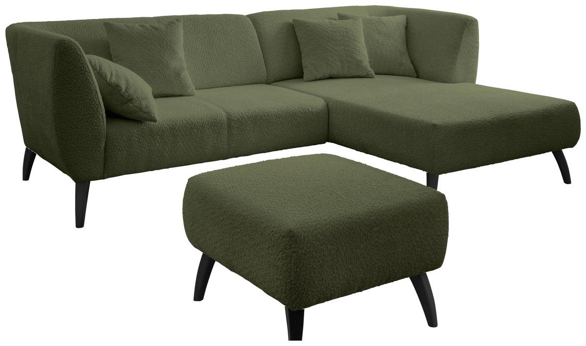 Ecksofa Colori Dunkelgrün S: 264/160 cm - Dunkelgrün/Schwarz, MODERN, Holz/Textil (264/160cm) - MID.YOU
