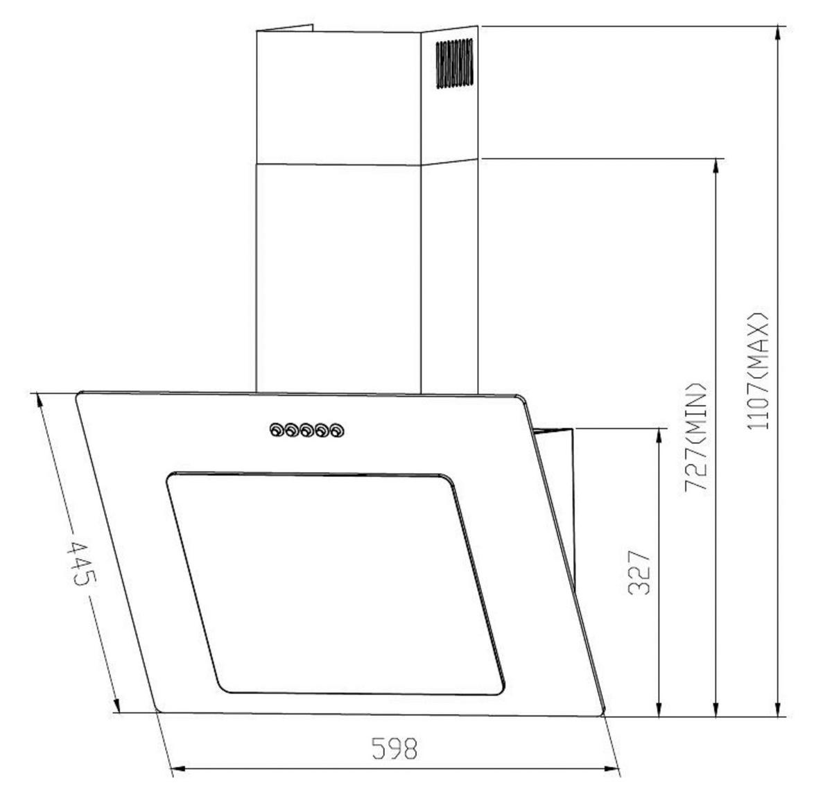 Dusntabzugshaube Leila Weiß B: 59,8 Cm, Led - Weiß, Trend, Glas/Metall (59,8/72,7-110,7/30,5cm) - Respekta