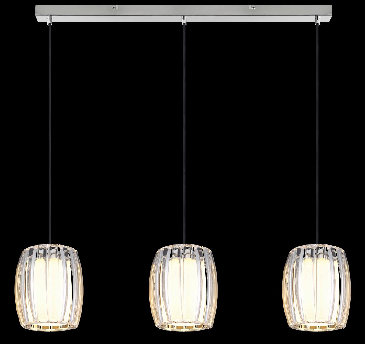 Hängeleuchte Exkl. 3xe27, 60w - Klar/Opal, Design, Glas/Kunststoff (86/18/120cm) - Globo