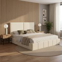 Čalouněná postel MILA 180x200 cm, bílá - černá/slonovinová, Moderní, kov/dřevo (180/200cm) - Bessagi Home