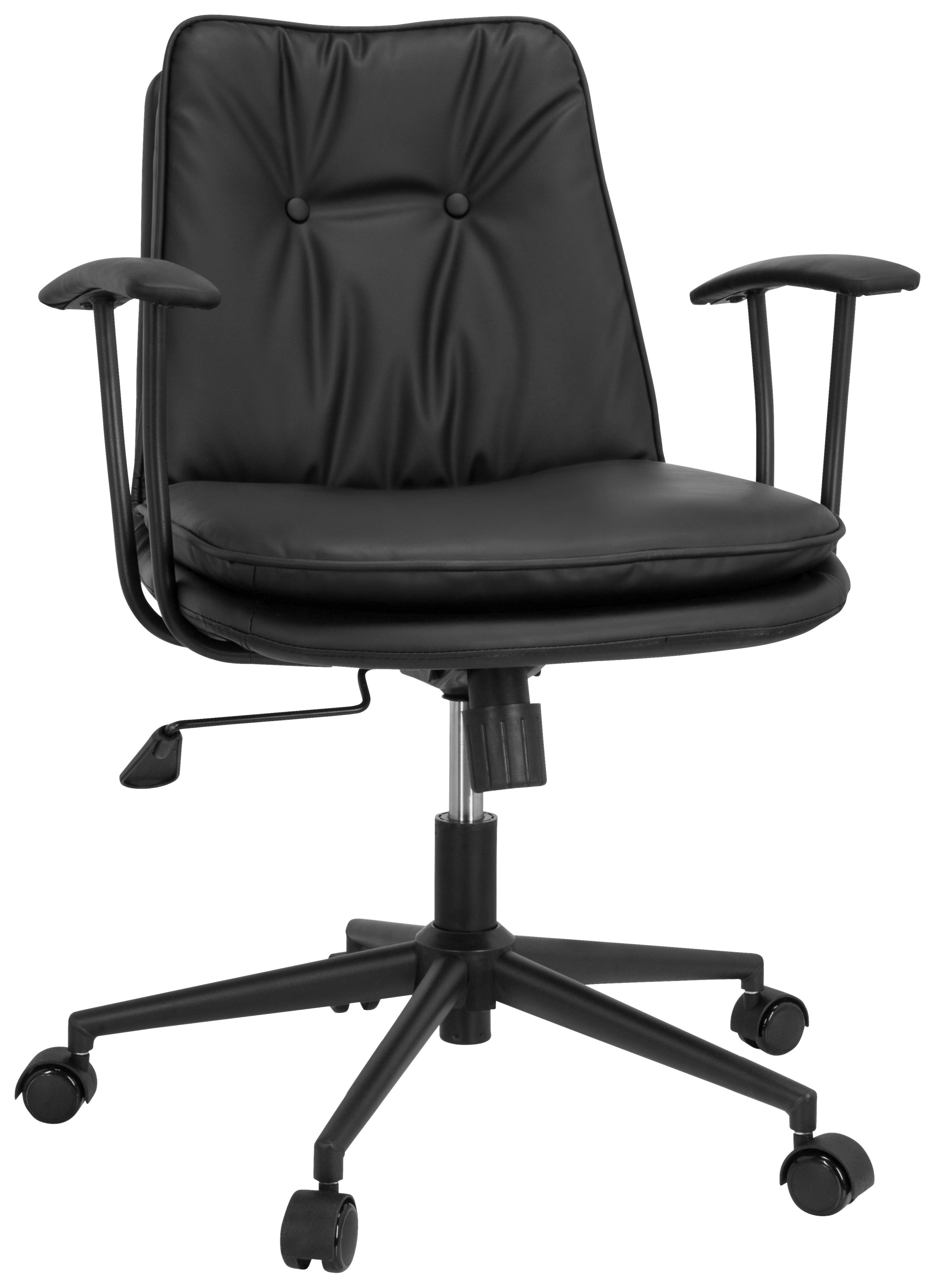 Bürostuhl Smallo Schwarz Lederlook Bis 80 Kg - Schwarz, Basics, Kunststoff/Textil (59/84/59cm) - MID.YOU