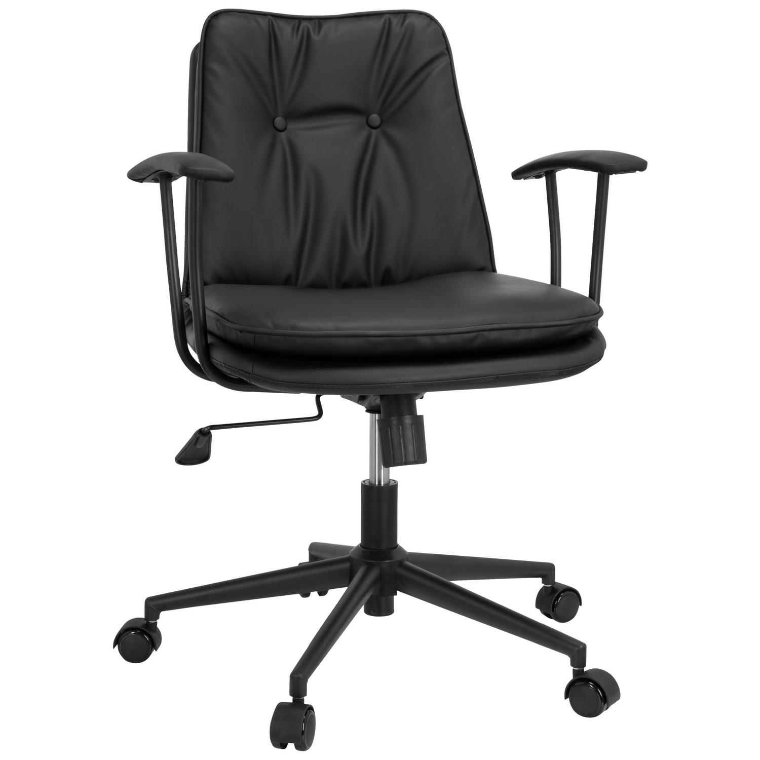Bürostuhl Smallo Schwarz Lederlook bis 80 kg 59x84x59 cm