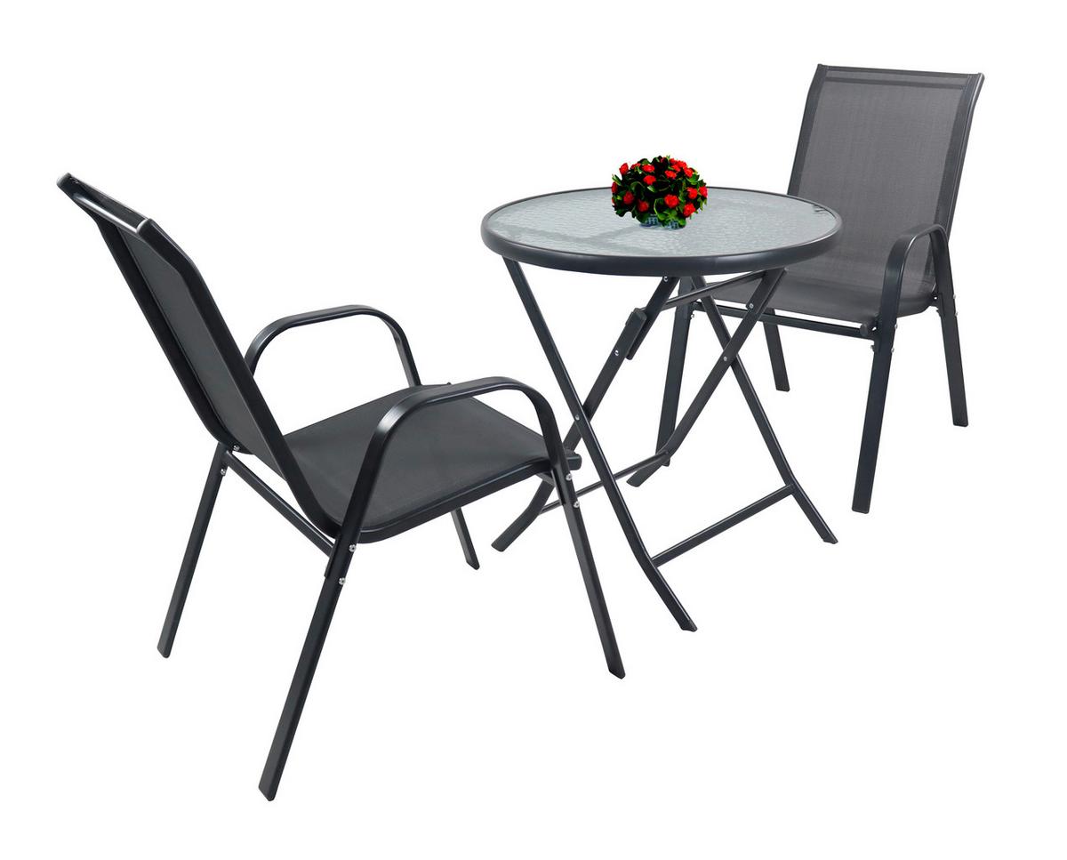 Gartenset Sonlas XL 3-teilig Anthrazit - Anthrazit, MODERN, Glas/Metall - MID.YOU