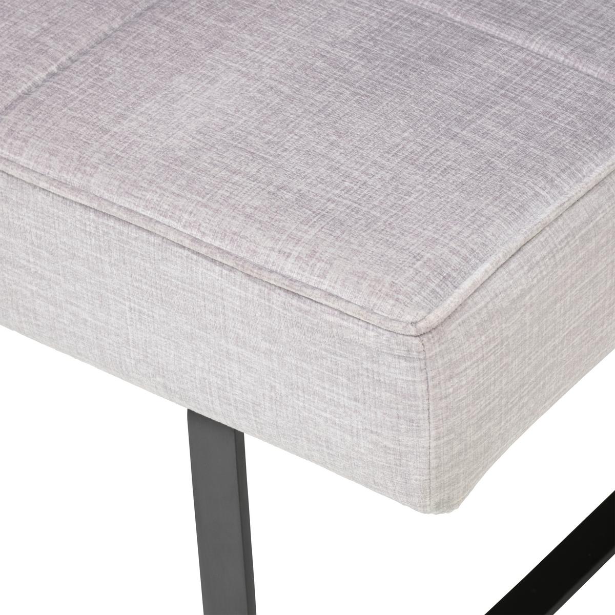 Sitzbank Tilos ohne Lehne Samt Grau, B: 140 cm - Schwarz/Grau, KONVENTIONELL, Textil/Metall (140/49/47cm) - MID.YOU