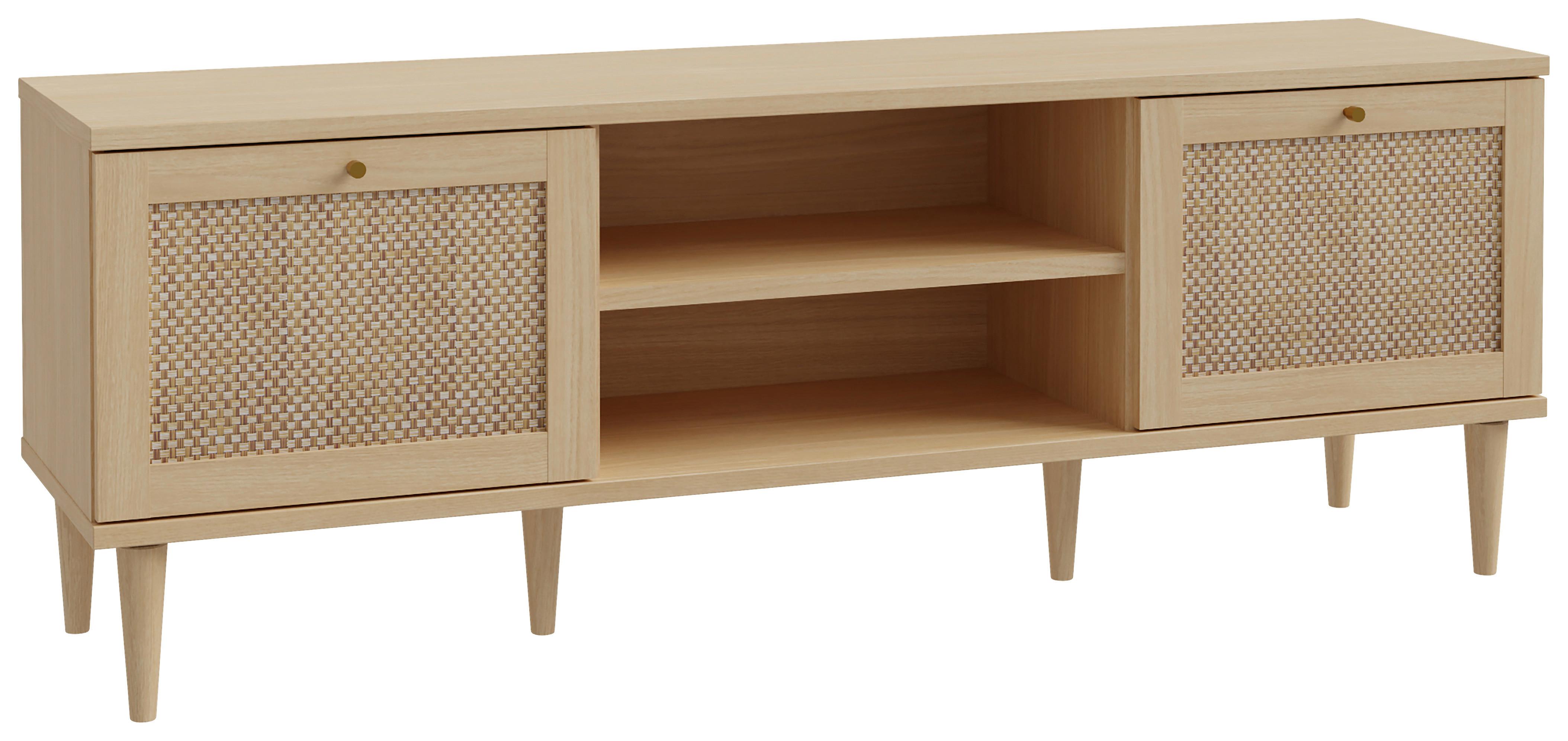 Komoda pod televizi CALASETTA š: 160 CM - barvy dubu/barvy zlata, Natur, kov/dřevo (159,8/57,8/41,4cm)