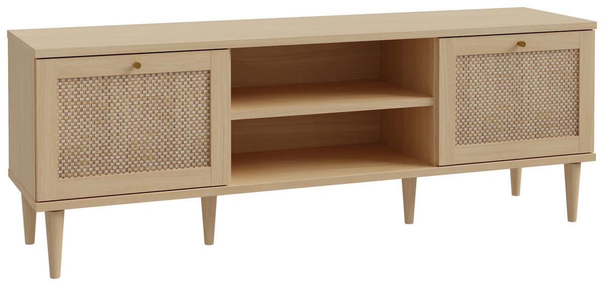 Komoda pod televizi CALASETTA š: 160 CM - barvy dubu/barvy zlata, Natur, kov/dřevo (159,8/57,8/41,4cm)