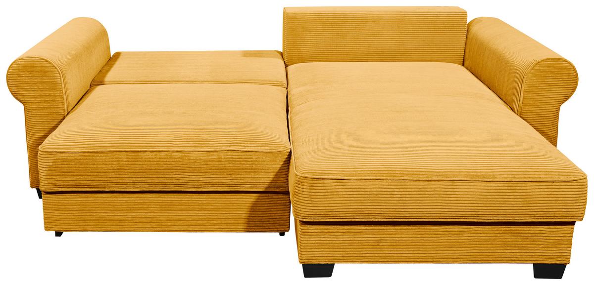 Ecksofa Maureen Gelb Cord - Gelb/Schwarz, KONVENTIONELL, Textil (255/185cm) - MID.YOU