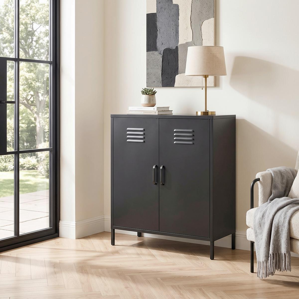 Sideboard Mission District Schwarz B: 40cm - Schwarz, Design, Metall (40/102/80cm) - MID.YOU