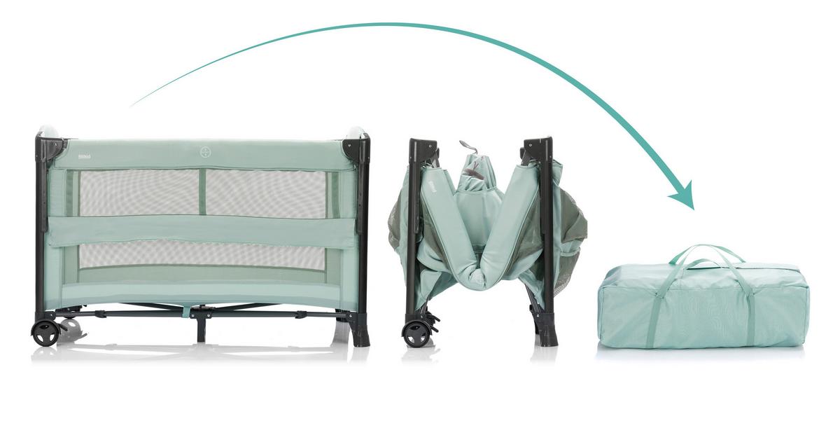 Reisebett Travel Cot Mint B: 125 cm - Mintgrün, Basics, Kunststoff/Metall (125/76/77cm) - Fillikid