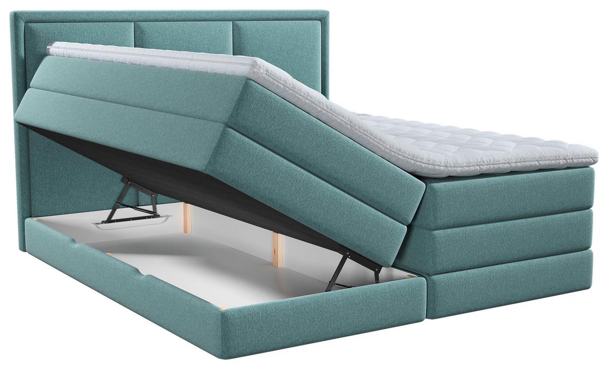 Boxspringbett mit Topper 140x200 cm Swing K - Türkis, Design, Holzwerkstoff/Textil (140/200cm) - MID.YOU