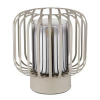 Tischleuchte Alfred Grau Klar Sandfarben D: 18 Cm - Sandfarben/Klar, Design, Glas/Textil (18/19cm) - Globo