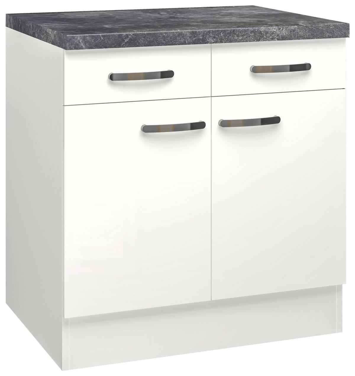 KUCHYŇSKÁ SPODNÍ SKŘÍŇKA ALBA  US80 - bílá/barvy břidlice, Moderní, kov/kompozitní dřevo (80/86/60cm)