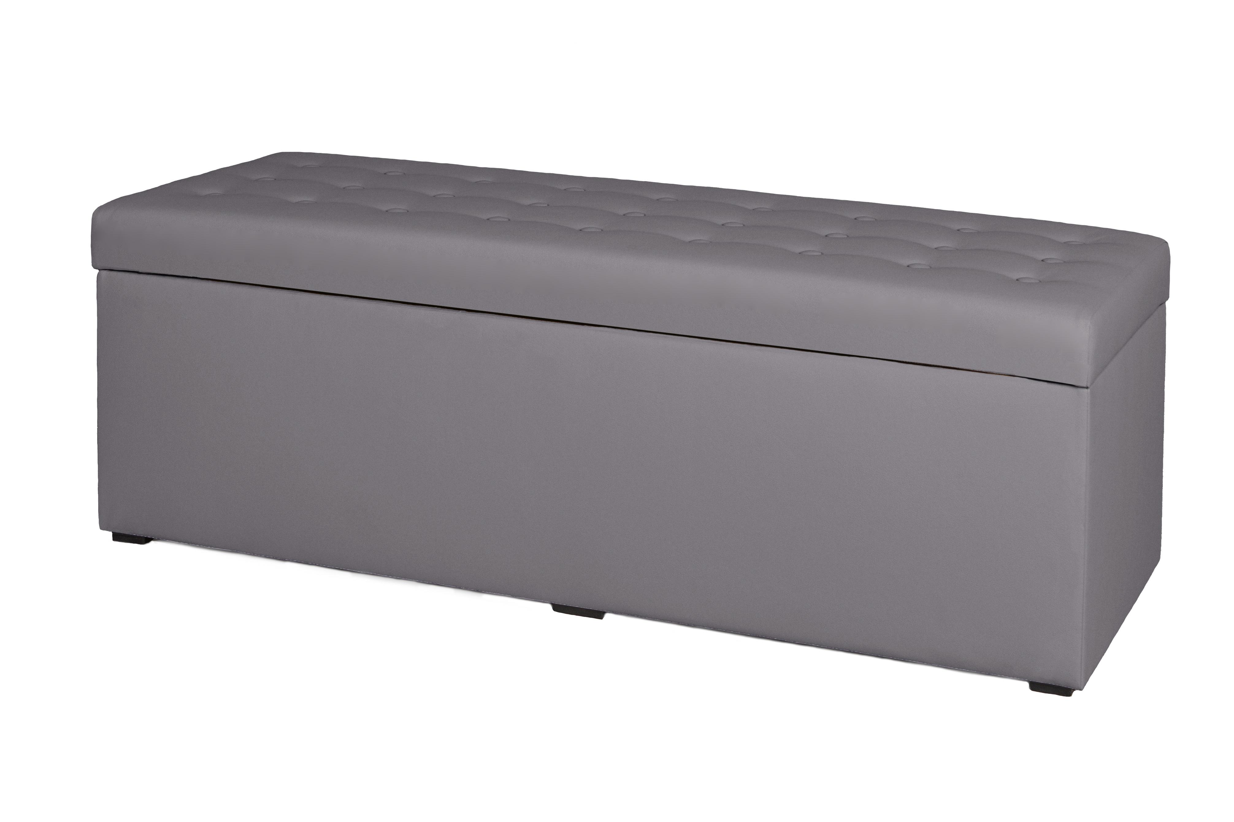 Hockerbank Pouf Welle Grau H: 45 cm mit Stauraum