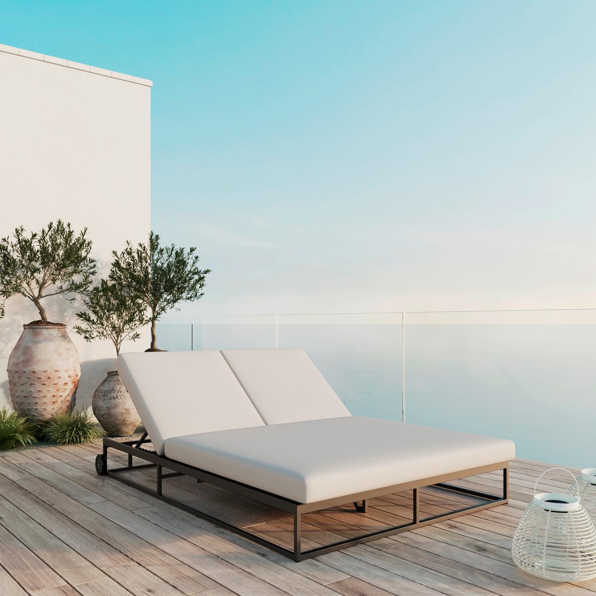 ZAHRADNÍ LEHÁTKO BERRY - světle šedá, Moderní, kov/textil (143/24/200cm) - Bessagi Garden