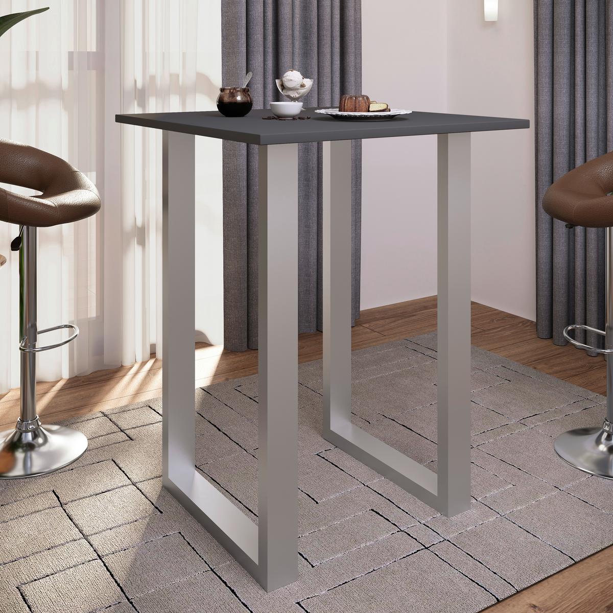 Bartisch Xona B 80x80x120 Cm Anthrazit, Silberfarben - Anthrazit/Silberfarben, KONVENTIONELL, Holzwerkstoff/Metall (80/80/102cm)