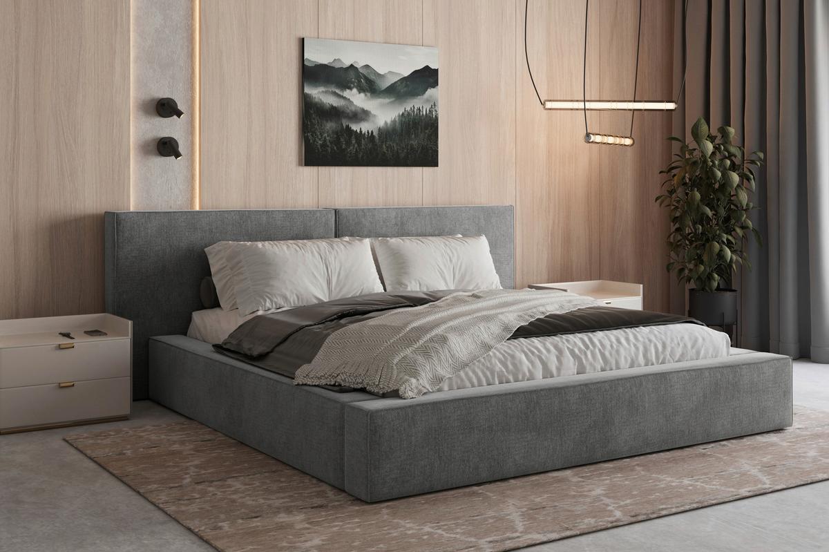 POLSTERBETT Jasmine Anthrazit 160x200cm - Anthrazit/Schwarz, MODERN, Holz/Metall (160/200cm) - MID.YOU