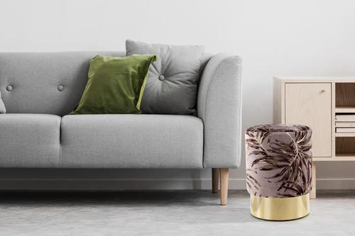 Hocker Gipsy, Violett B: 35 Cm - Violett/Goldfarben, Design, Textil (35/46/35cm) - Kayoom