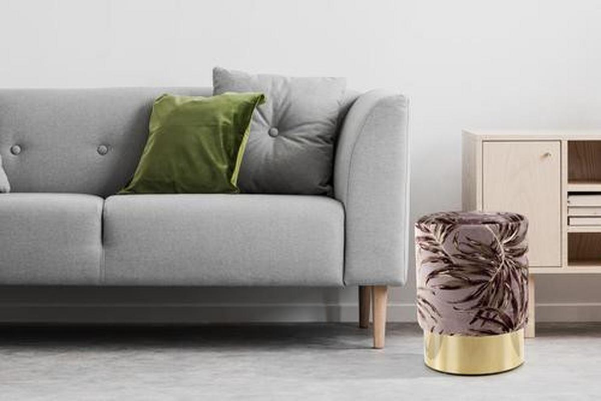 Hocker Gipsy, Violett B: 35 Cm - Violett/Goldfarben, Design, Textil (35/46/35cm) - Kayoom