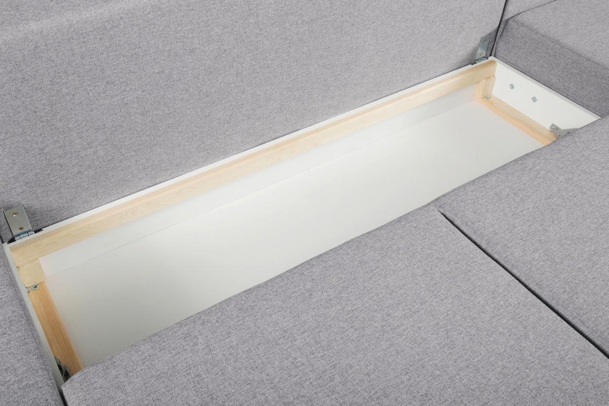 Ecksofa Mit Schlaffunktion Floby Stauraum Hellgrau - Beige/Silberfarben, Trend, Textil (313/215cm) - MID.YOU