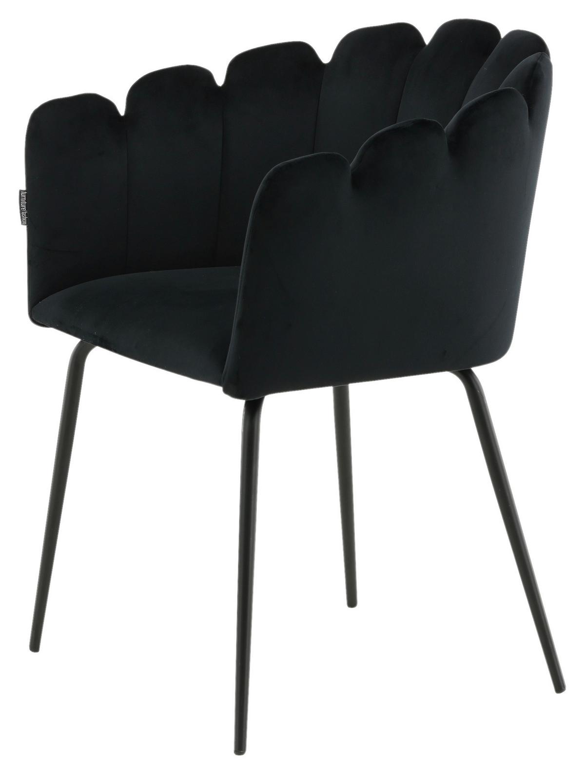 Stuhl Limhamn - Schwarz, Design, Textil/Metall (61/76.56/54cm) - Livetastic