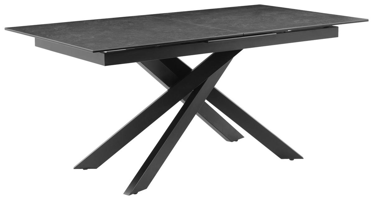Esstisch Lotus Grau/Schwarz L: 168-210 cm - Schwarz/Grau, MODERN, Glas/Keramik (168-210/90/76cm) - P & B