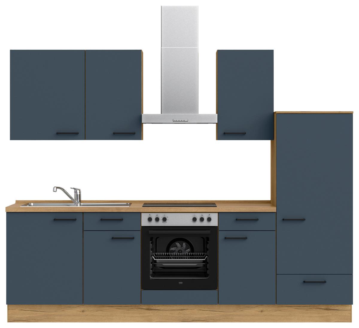 Küchenleerblock Easytouch Low-Line, L6 Rechts - Blau/Eichefarben, MODERN, Holzwerkstoff (270cm) - Nobilia