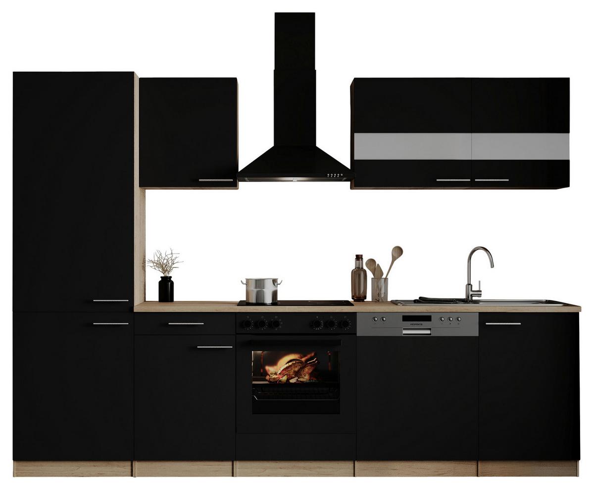Küchenblock Merle Schwarz/Eichefarben B: 280cm - Eichefarben/Schwarz, Basics, Holzwerkstoff (280cm) - Respekta
