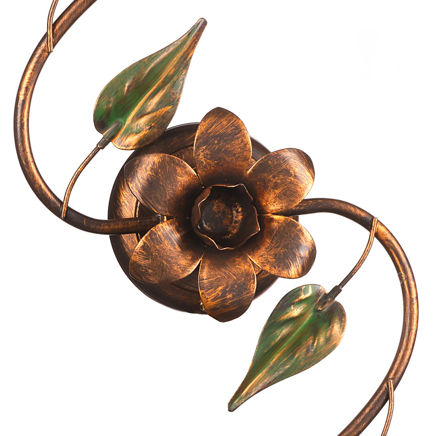 Deckenleuchte 4620/Pl2 - Bronzefarben/Olivgrün, Natur, Glas/Metall (70/28/28cm)