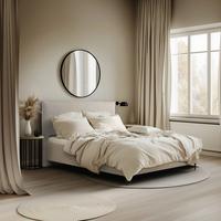 Polsterbett Astrid Naturfarben 160x200 cm - Schwarz/Naturfarben, MODERN, Holz/Holzwerkstoff (160/200cm) - MID.YOU