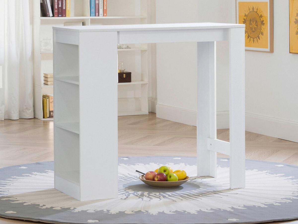Bartisch Brest 110x103x50 Cm Melamin Weiß 3 Ablagen - Weiß, KONVENTIONELL, Holzwerkstoff (110/103/50cm)