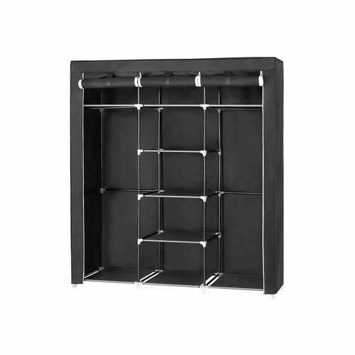 Stoffschrank B: 150 Cm Schwarz - Schwarz, Trend, Kunststoff/Textil (150/175/45cm) - Boxxx