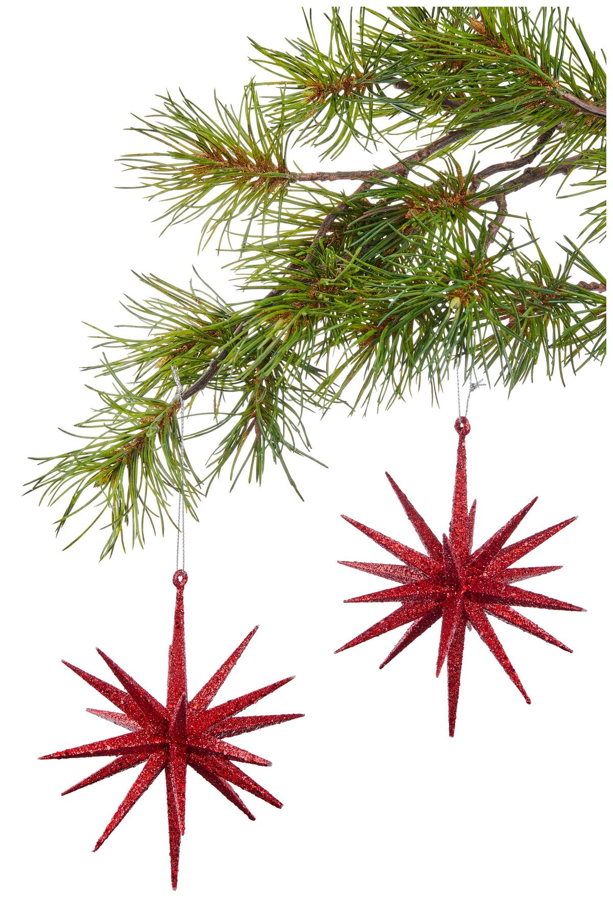 Függődísz Csillag Forma - piros, Basics, műanyag (15/15cm)