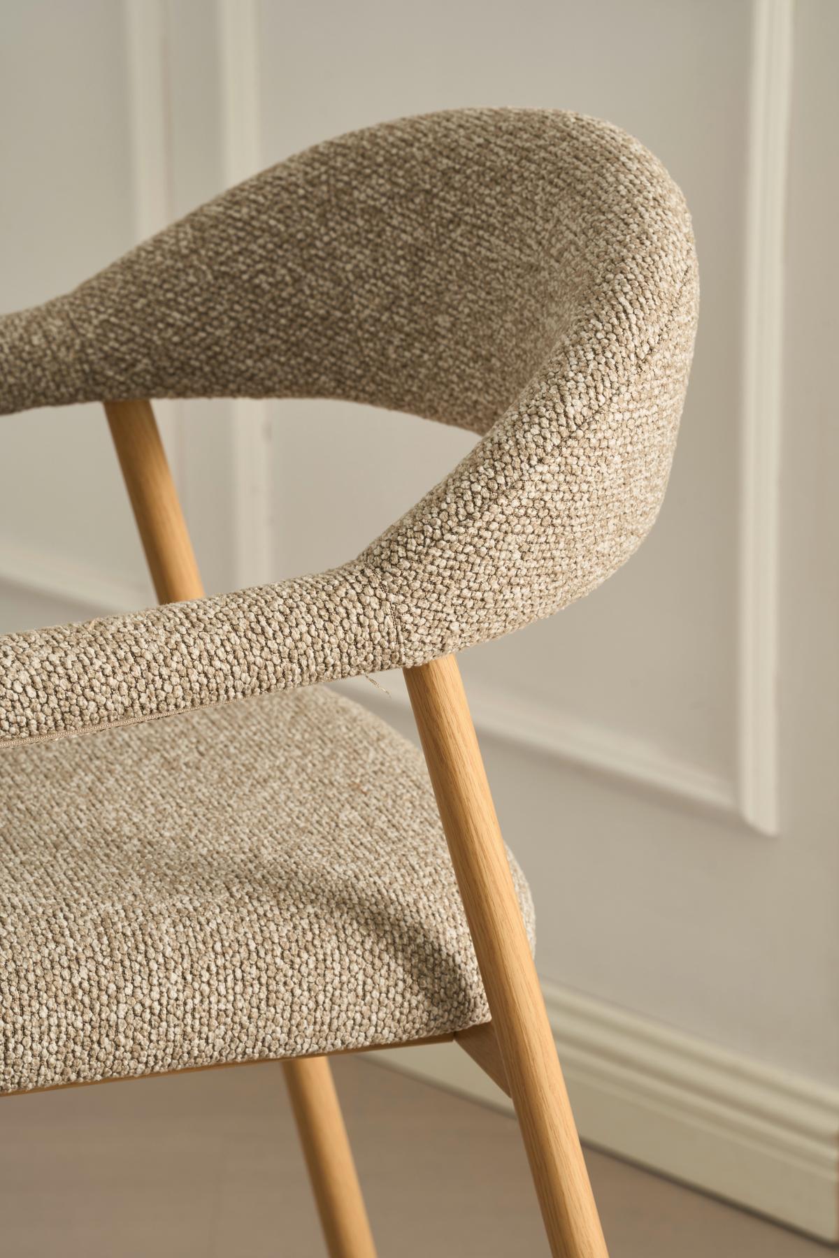 Barhocker Boucle Taupe/Eichefarben B: 54 cm - Taupe/Eichefarben, MODERN, Holz/Textil (54/94,5/54,5cm) - Livetastic