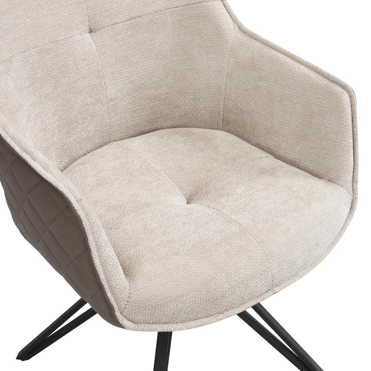 Armlehnstuhl Aurelia Braun B: 57 cm - Dunkelbraun/Schwarz, MODERN, Textil/Metall (57/82/61cm) - Livetastic