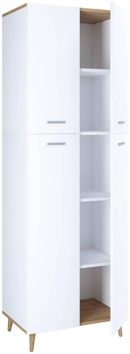 Viacúčelová skriňa LANDOS, biela/dub medový - hnedá/sivá, Modern, kompozitné drevo/plast (60/184/39cm) - MID.YOU