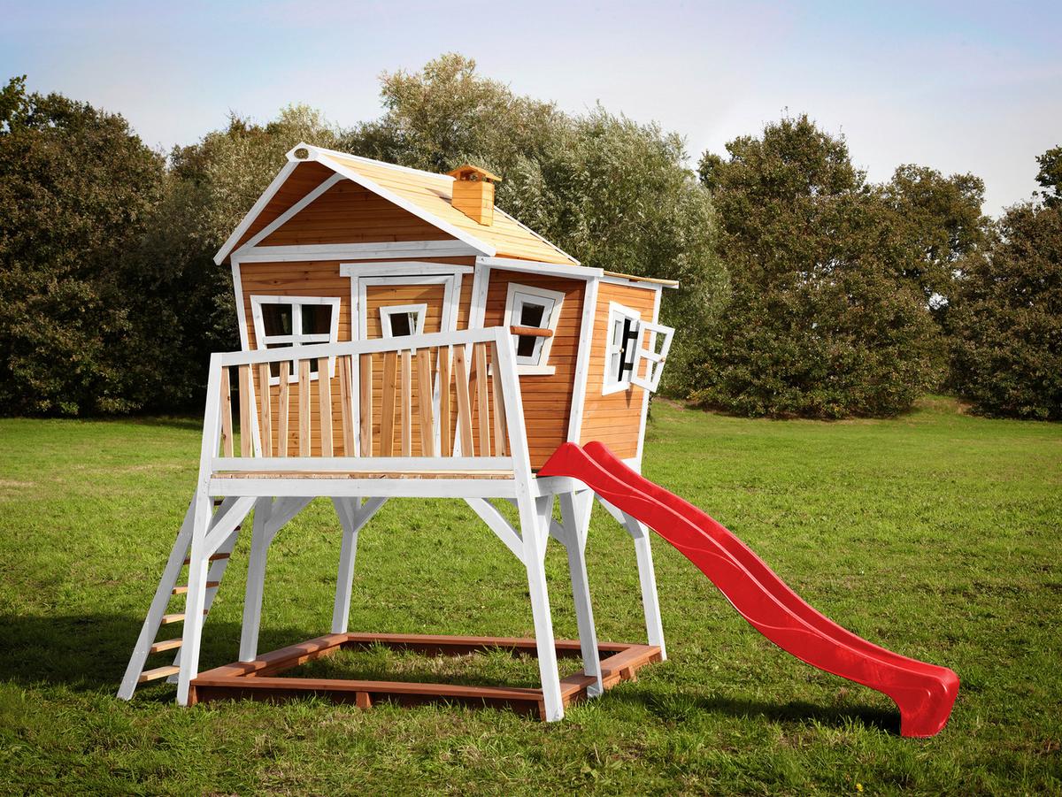 Spielturm A030.150.21 - Rot/Braun, KONVENTIONELL, Holz (432/288/193cm) - Ambia Garden