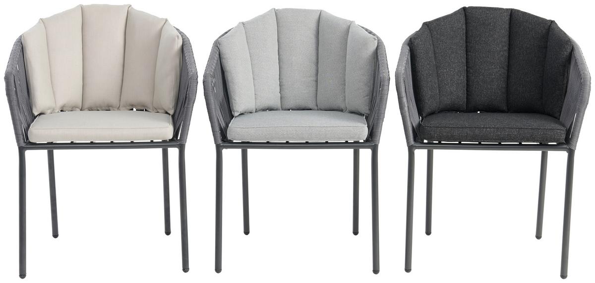 Kerti Karosszék Zoe - fekete/antracit, Modern, műanyag/textil (59/77,5/61cm) - Beldano