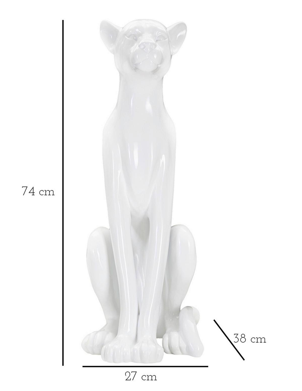 Skulptur Leopardo Sit Weiß, B: 27 Cm - Weiß, Basics, Kunststoff (27/74/38cm)