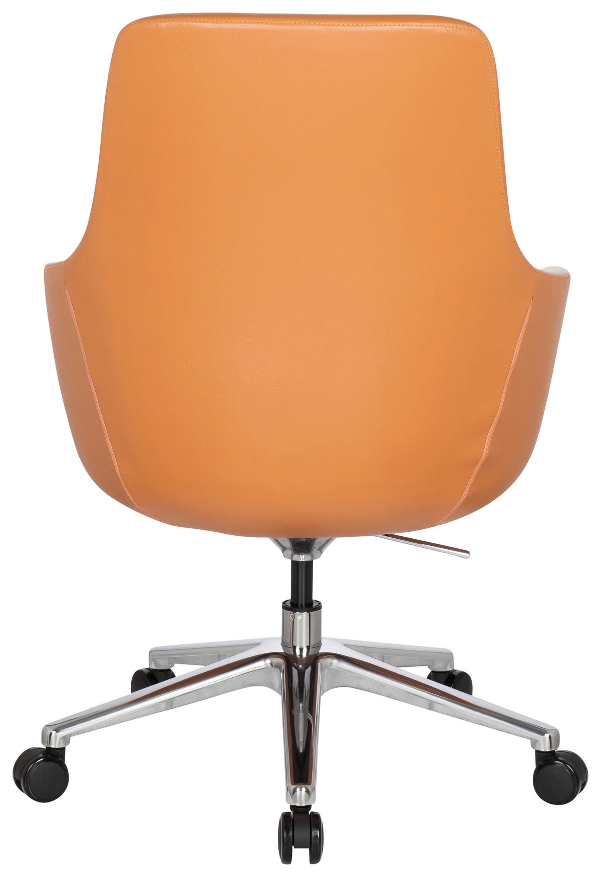 Bürostuhl Bareno Mit Armstützen Orange - Alufarben/Orange, MODERN, Leder/Kunststoff (65/104/54cm) - MID.YOU