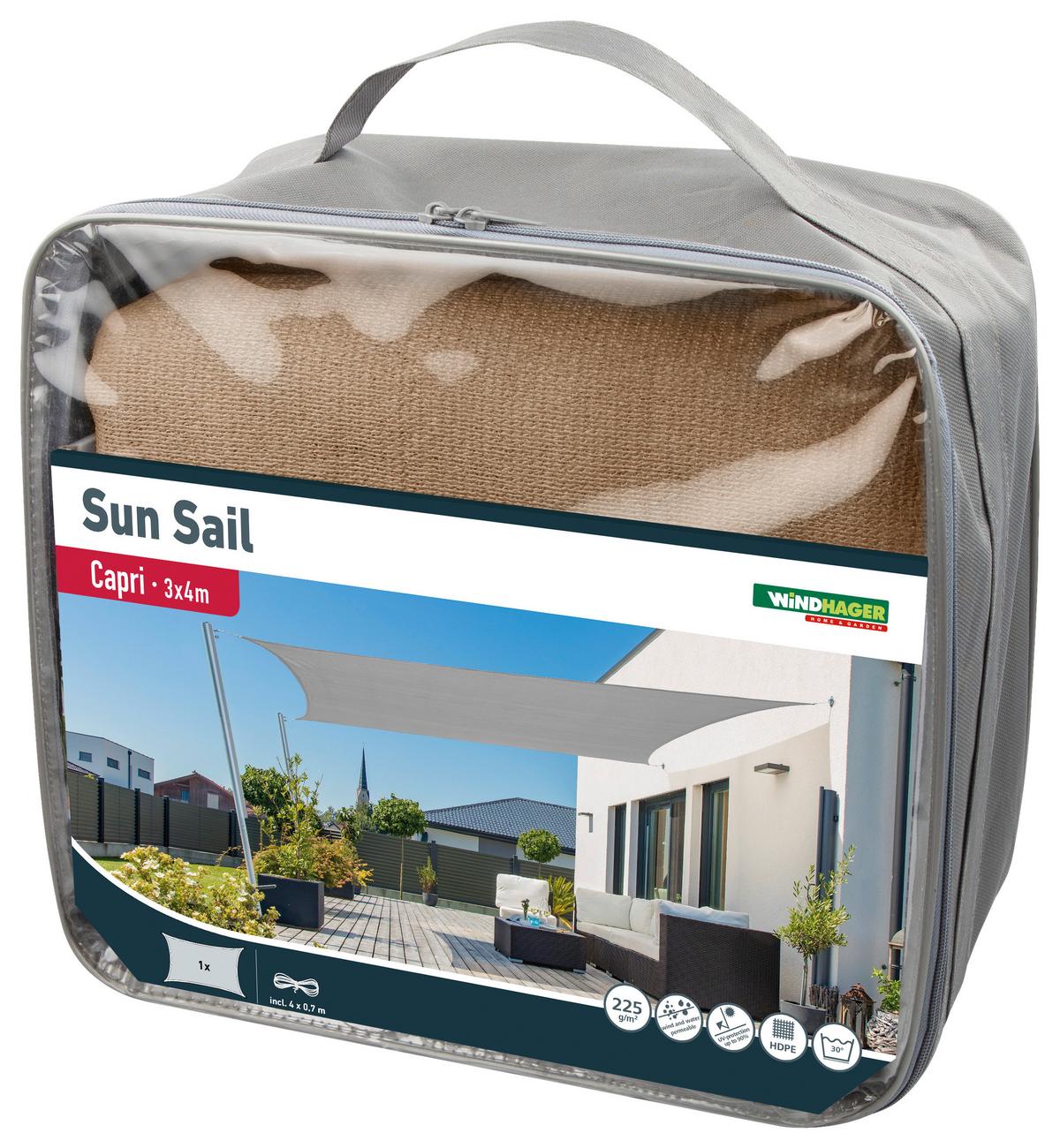 Sonnensegel Rechteck 3x4 m - Beige, Basics (300/400cm)