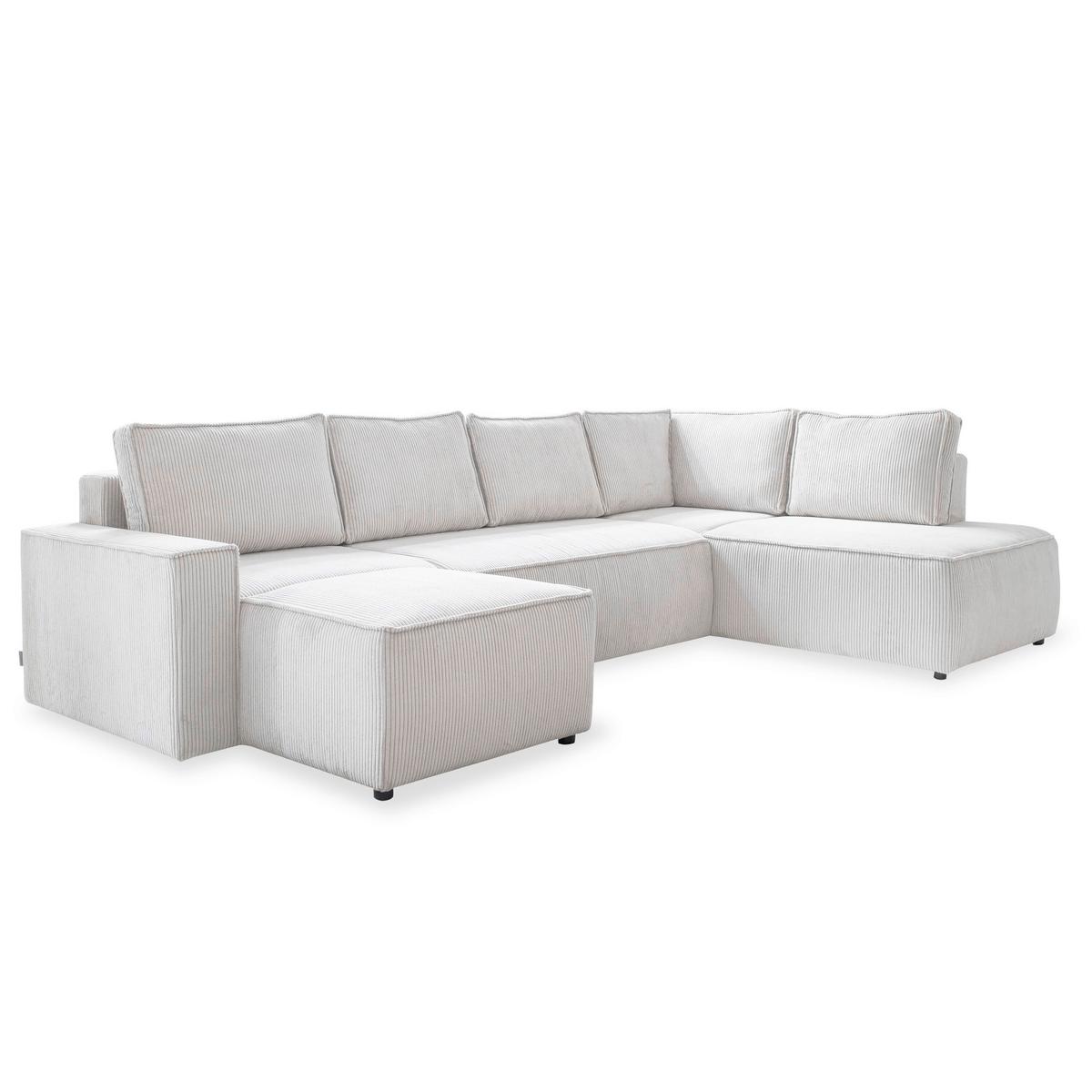 Rohová sedačka OLIVER, béžová, manšestr, pravá - černá/béžová, Design, textil/plast (156/322/194cm) - MID.YOU