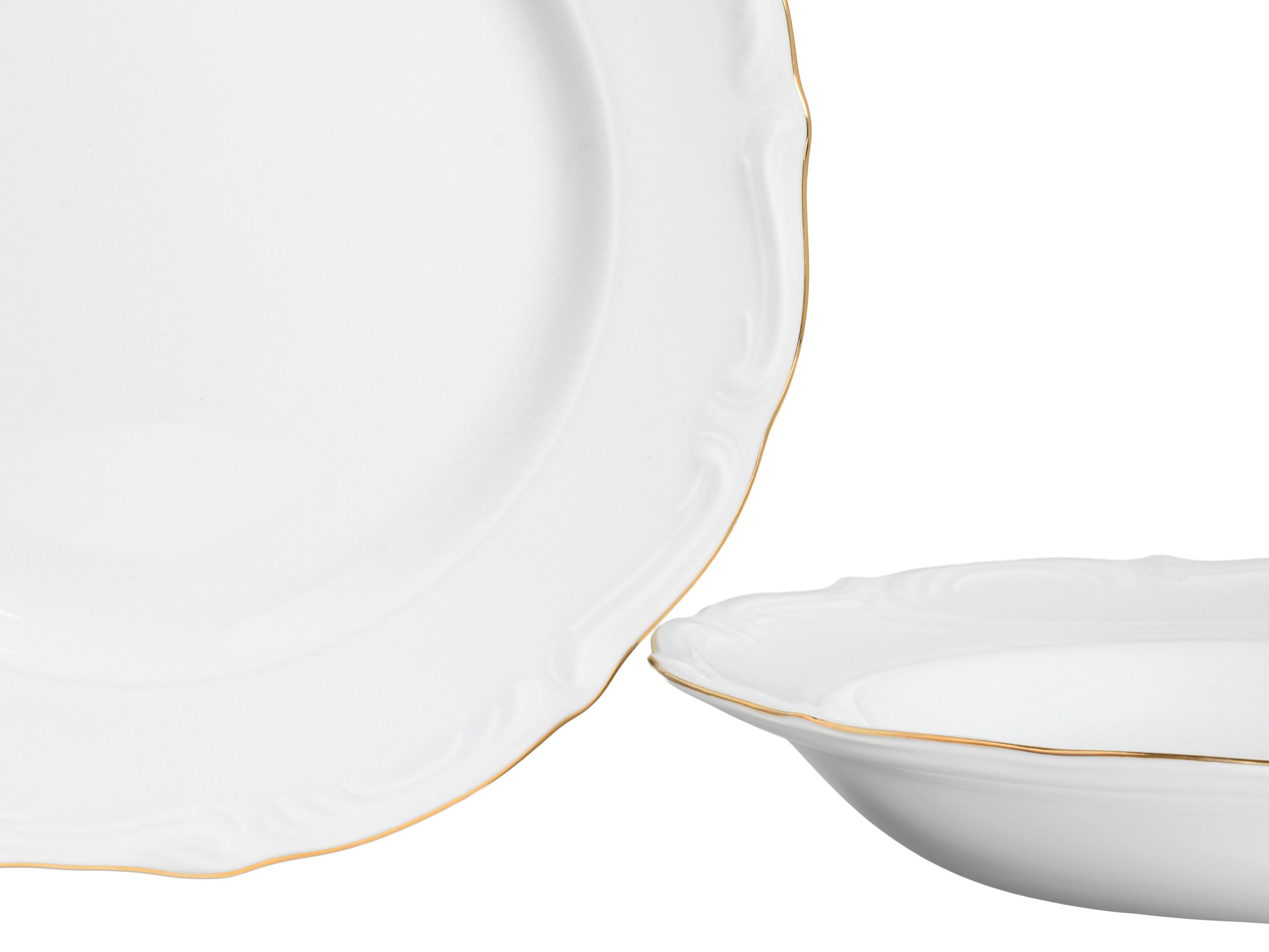 Tafelservice Maria Theresia Weiß, Goldfarben L: 36,5 cm - Goldfarben/Weiß, Basics, Keramik (36,5/30,5/30cm) - Creatable
