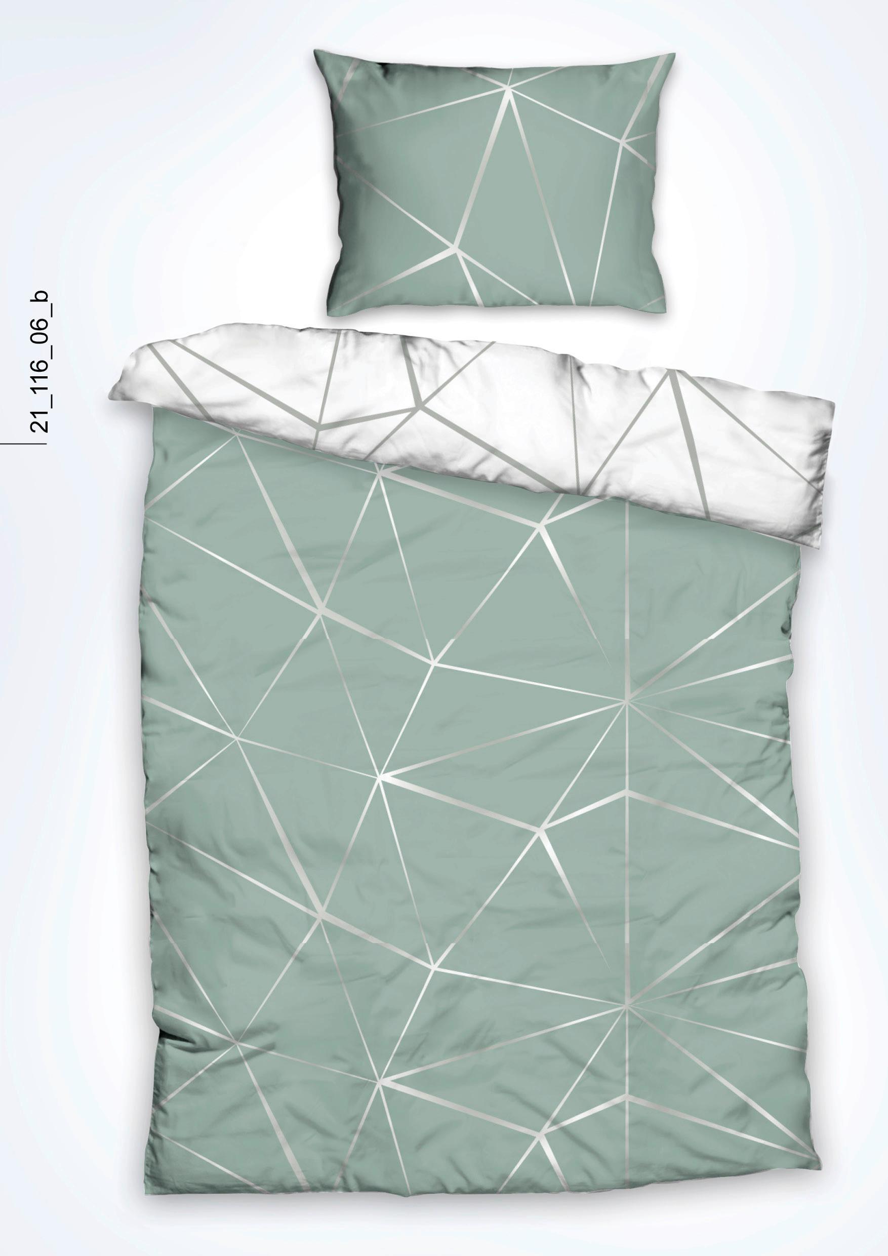 Povlečení Belinda Grafik, 140/200cm - bílá/zelená, Moderní, textil (140/200cm)
