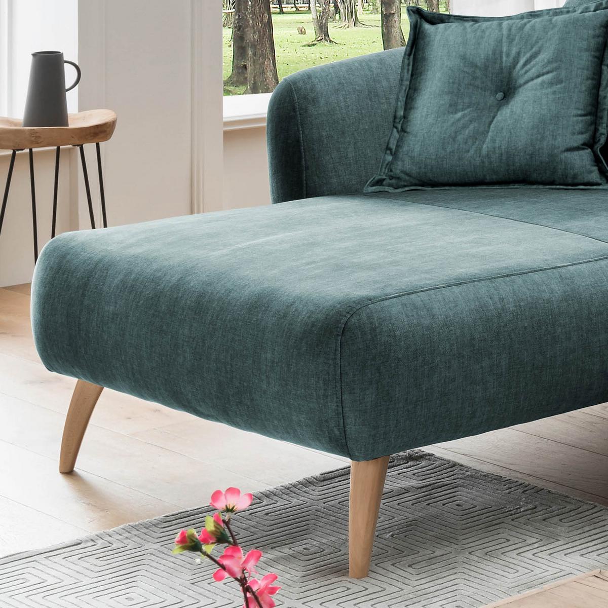 Ecksofa Baggio Blau/Grün S: 162/277 cm - Blau/Buchefarben, MODERN, Holz/Textil (162/277cm) - Livetastic