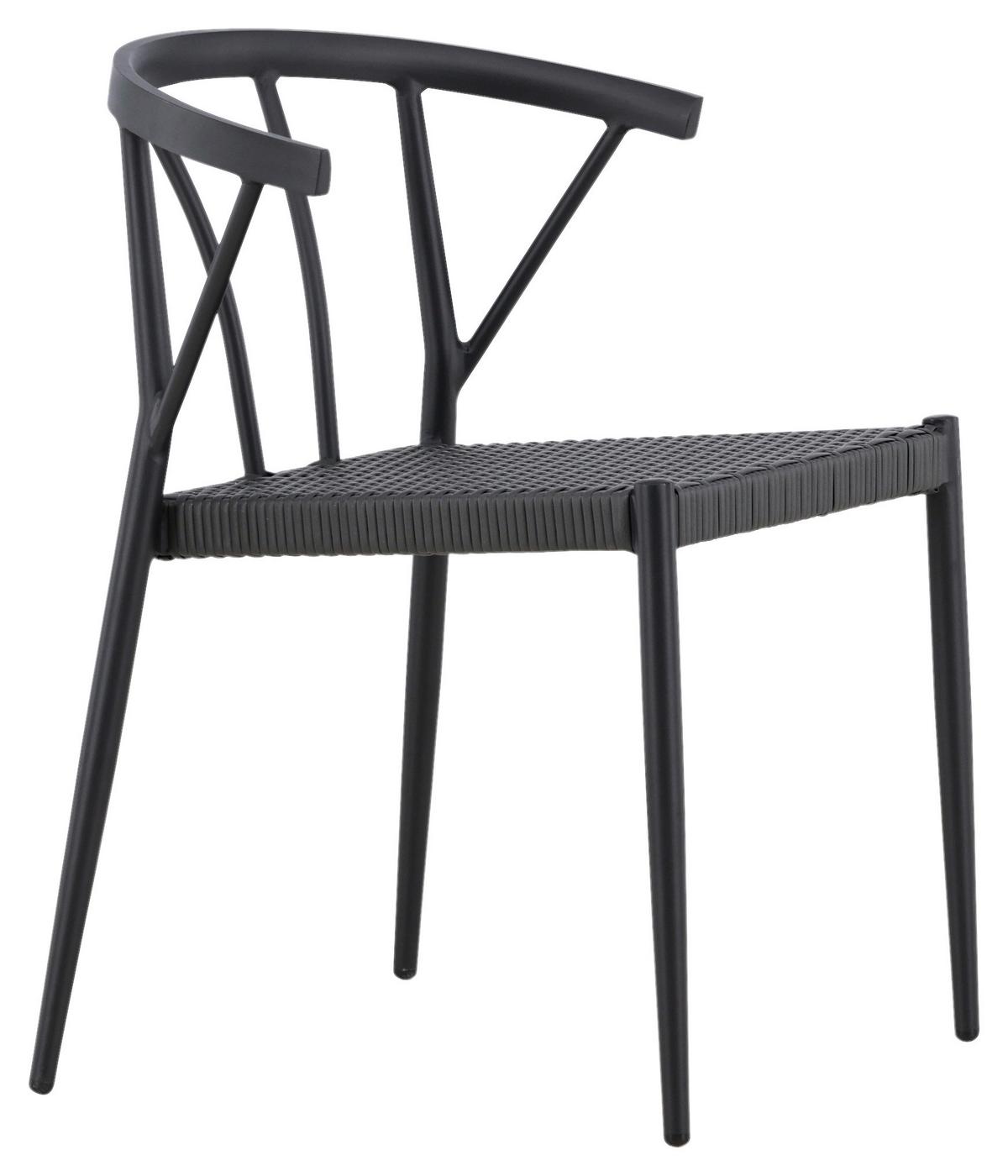 Gartensessel-Set 6-Tlg. Stina Metall/Kunststoff - Schwarz, KONVENTIONELL, Kunststoff/Metall (47/79,5/49cm) - Gardenson