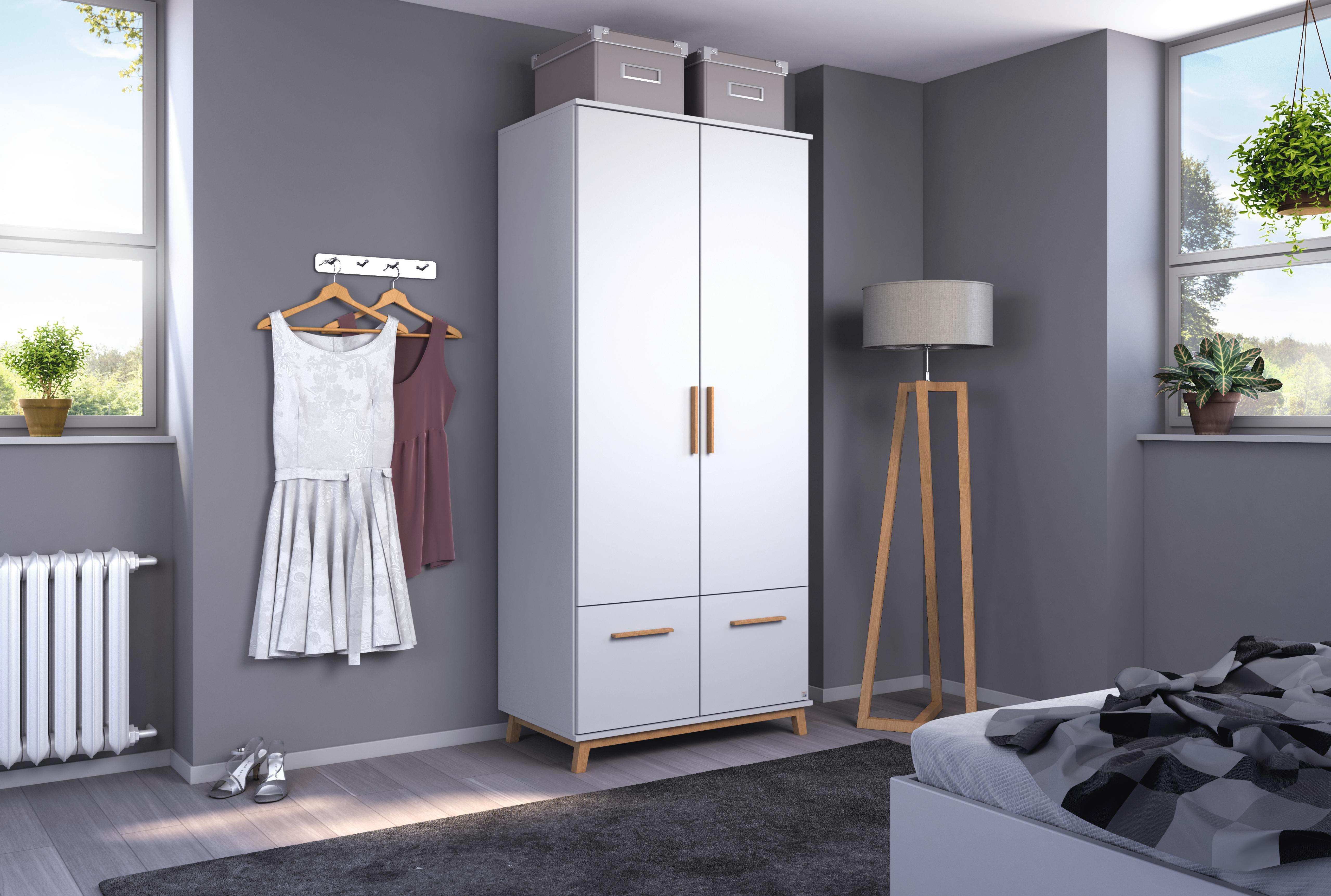 Drehtürenschrank 92 cm Carlsson Weiß - Weiß, Basics, Holzwerkstoff (92/203/53cm) - Rauch Möbel