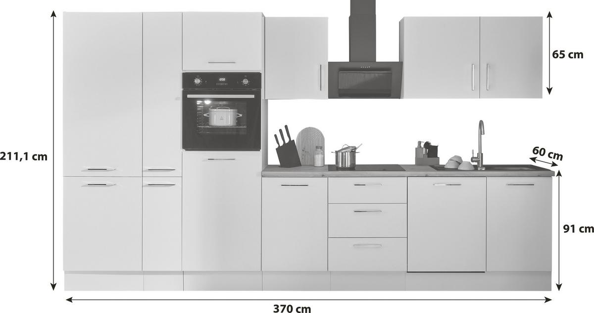 Küchenblock Turin Weiß/eiche Dekor B: 370 Cm - Weiß/Eiche Artisan, Basics, Holzwerkstoff (370cm) - P & B