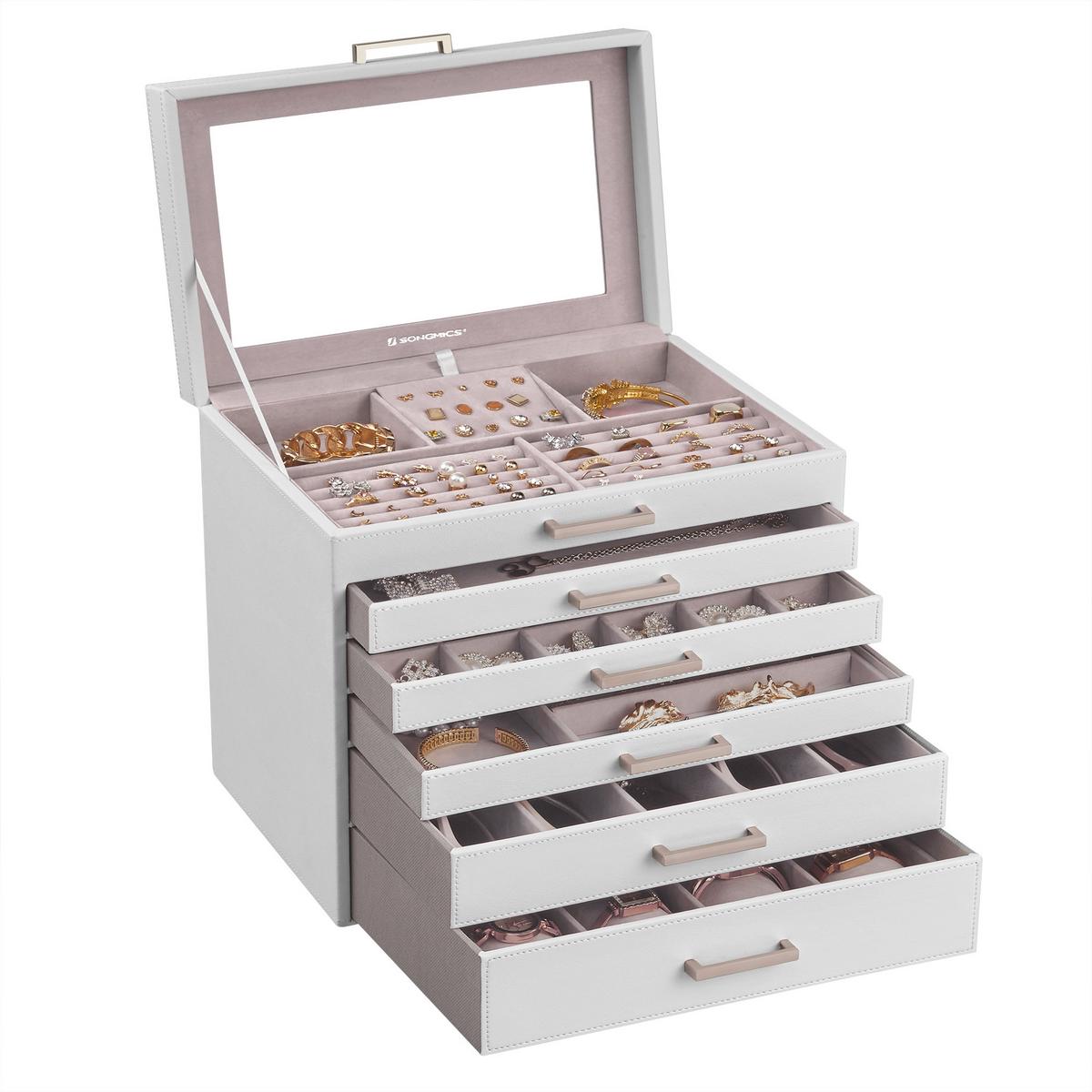 Schmuckkästchen Weiß B: 30,2 cm - Weiß, LIFESTYLE, Holzwerkstoff/Kunststoff (30,2/31,4/21cm)