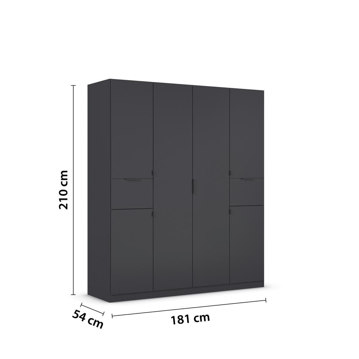 Drehtürenschrank Mit Schubladen 181 cm Grau - Grau, MODERN, Holzwerkstoff (181/210/54cm) - Rauch Möbel